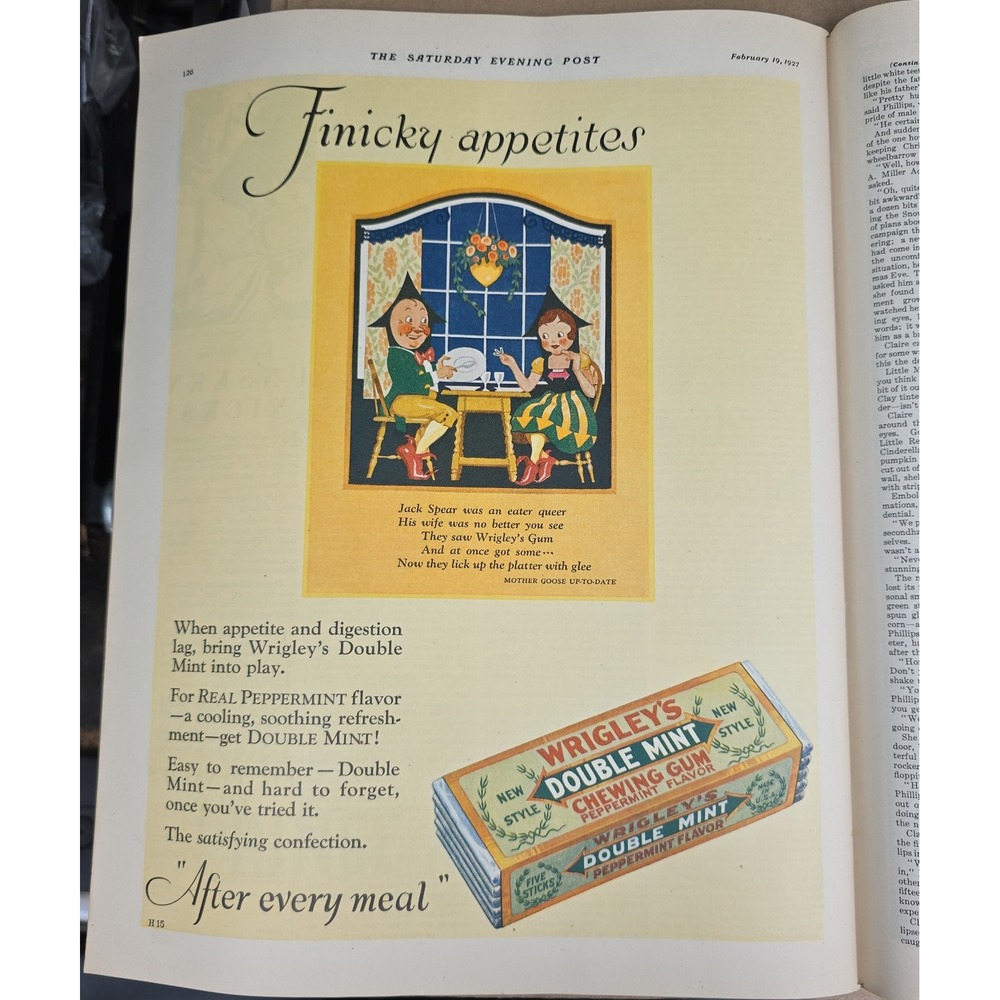 1927‎ Ad Wrigley's Double Mint Chewing Gum Peppermint Flavor
